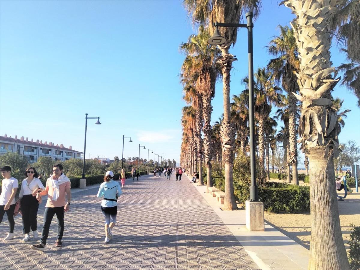 Apartamento 2 Hab En Malvarrosa A Metros De La Playa, Con Terraza Y Zonas Comun 3D Valencia Exterior photo
